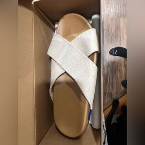 Rothy's Tan and Cream Sandals